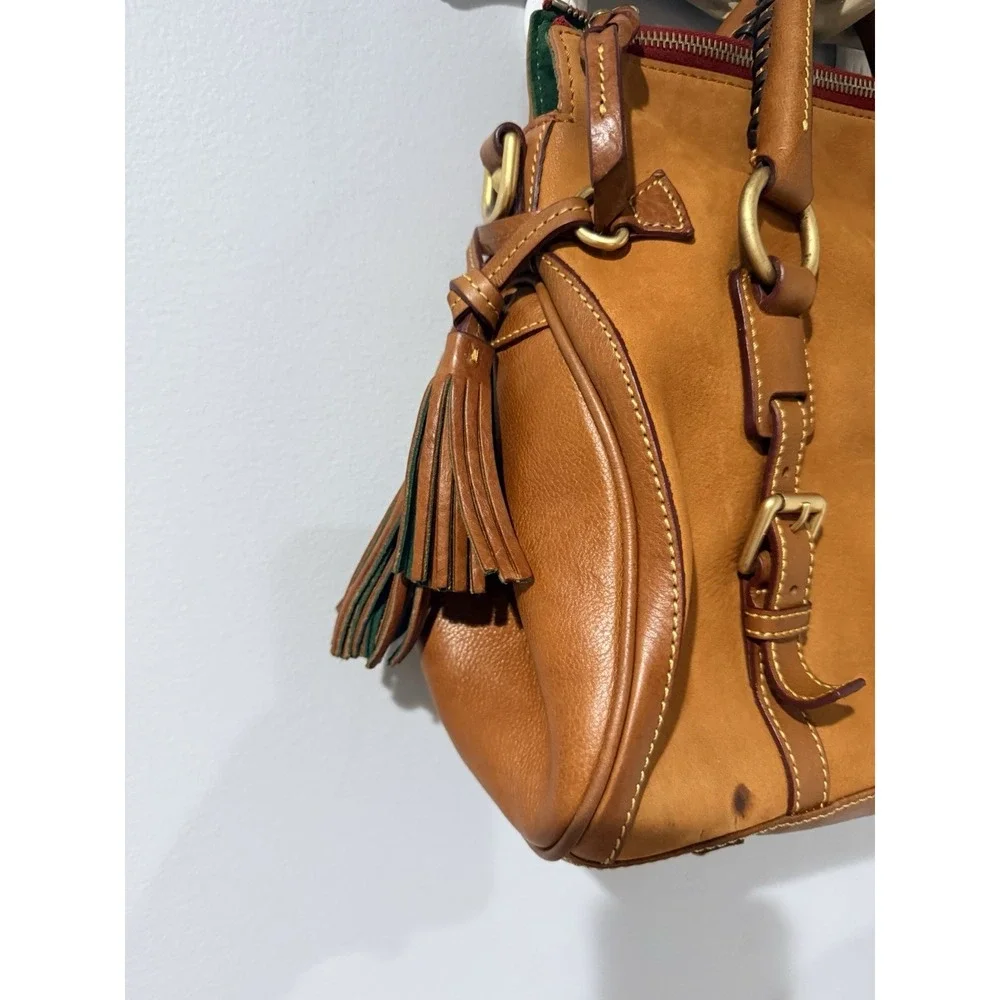 Dooney and Bourke Leather Florentine Satchel  Handbag‎ Crossbody Two Tone Tan N